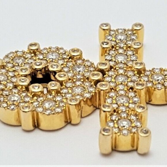 Unique 14K Karat Solid Yellow Gold Designer Ankh Cubic Zirconia Charm Pendant - Picture 4 of 10